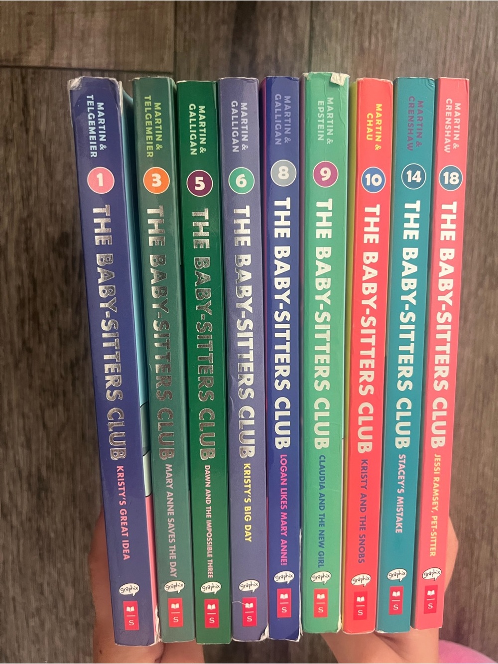 The babysitters club graphic novels books 1,3,5,6,8,9,10,14,18